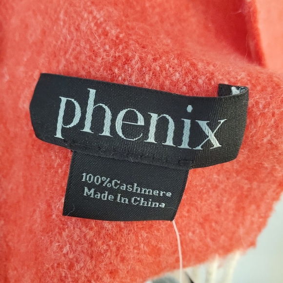 Phenix Cashmere Striped Red and Cream Scarf - Picture 3 of 4